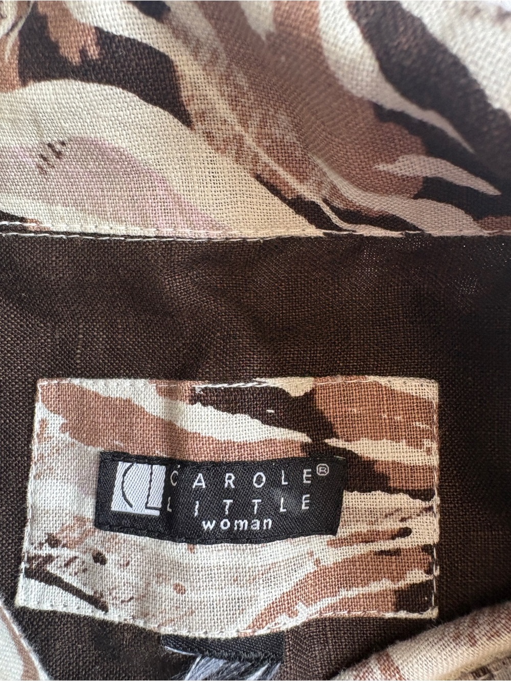 Carole Little Women's Printed Button-Front Jacket in Beige and Brown - Picture 5 of 12